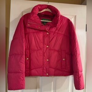 J.Crew cropped pink puffer coat